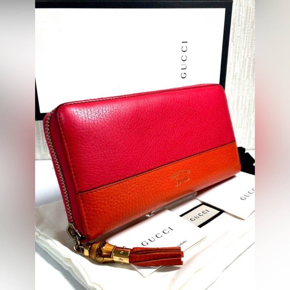 Gucci Vibrant Red and Orange Leather Wallet